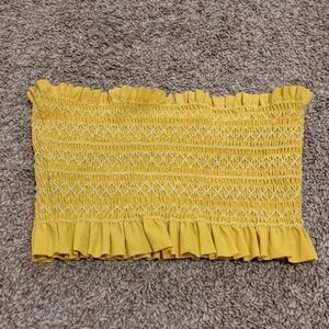 Xhilaration Yellow Ruffle Frilly Sleeveless Bandeau Bikini Bathing Suit TUBE TOP